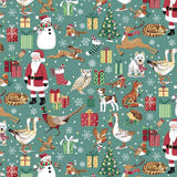 Makower Christmas Country Friends on Teal
