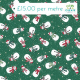 Makower Christmas Country Snowmen on Green