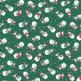 Makower Christmas Country Snowmen on Green