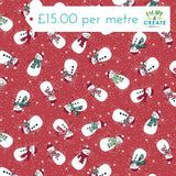 Makower Christmas Country Snowmen on Red