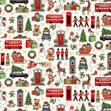 Makower Christmas London Icons on Cream