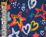 Double Gauze Stars on Yale Blue by Little Johhny (100% Cotton)