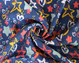 Double Gauze Stars on Yale Blue by Little Johhny (100% Cotton)