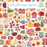 REMNANT Makower Autumn Days Icons Scatter Cream (110cm wide x 105cm long)