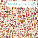 REMNANT Makower Autumn Days Icons Scatter Cream (110cm wide x 105cm long)