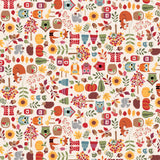 REMNANT Makower Autumn Days Icons Scatter Cream (110cm wide x 105cm long)