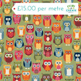 Makower Autumn Days Owls on Green