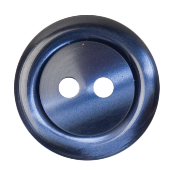 Button 18mm Round 2 Hole Shadow Rimmed Navy Blue