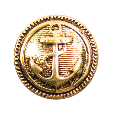 Button 15mm Round Gold Anchor with Shank
