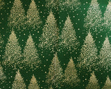 Cotton Christmas Contemporary Snow Trees on Green