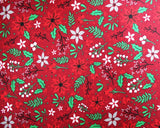 Polycotton Christmas Poinsettias Red