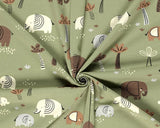 Jersey Elephants on Green (Cotton)