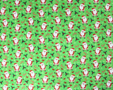 Polycotton Christmas Santa Canes on Green