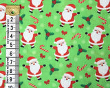 Polycotton Christmas Santa Canes on Green