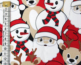 French Terry in Festive Christmas Santa & Snowmen (Brushed)