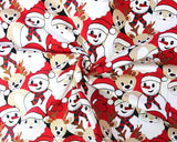 French Terry in Festive Christmas Santa & Snowmen (Brushed)