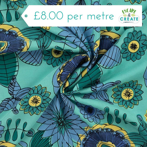 Viscose Aqua Florals