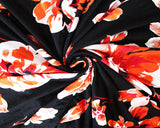 Jersey Painted Flowers on Black (Viscose)