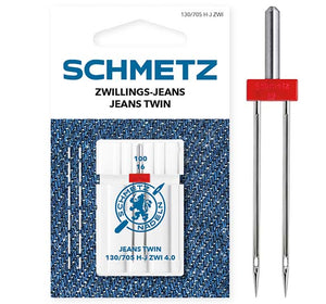 Machine Needles - Twin Jeans 100/16 4.00mm (pack of 1) by Schmetz