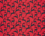 Brushed Cotton Tartan Deer on Red