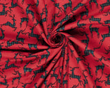 Brushed Cotton Tartan Deer on Red