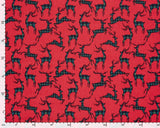 Brushed Cotton Tartan Deer on Red