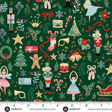 Makower Christmas Nutcracker Sugar Plum on Green