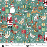 Makower Christmas Country Friends on Teal