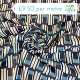 Cotton Poplin Navy Blocks