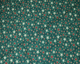 Cotton Christmas Shining Metallic Stars on Green