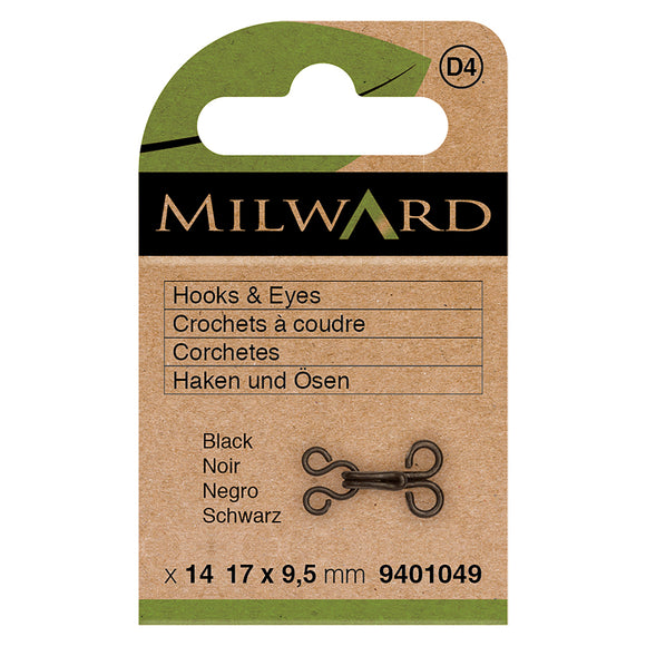 Hooks & Eyes Size 3 Large Black by Milward Green