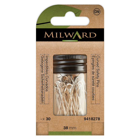Safety Pins 38mm Curved (pack of 30) by Milward Green