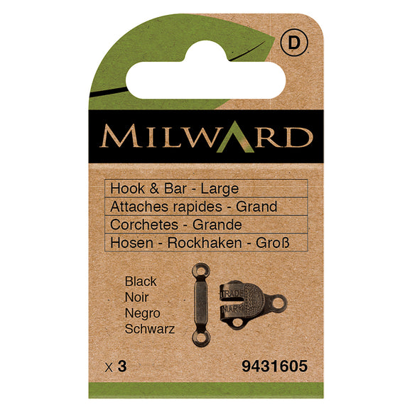 Hook & Bar Fasteners Large Black by Milward Green