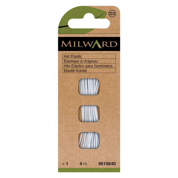 Elastic - Hat 1.3mm White (4m pkt) by Milward Green