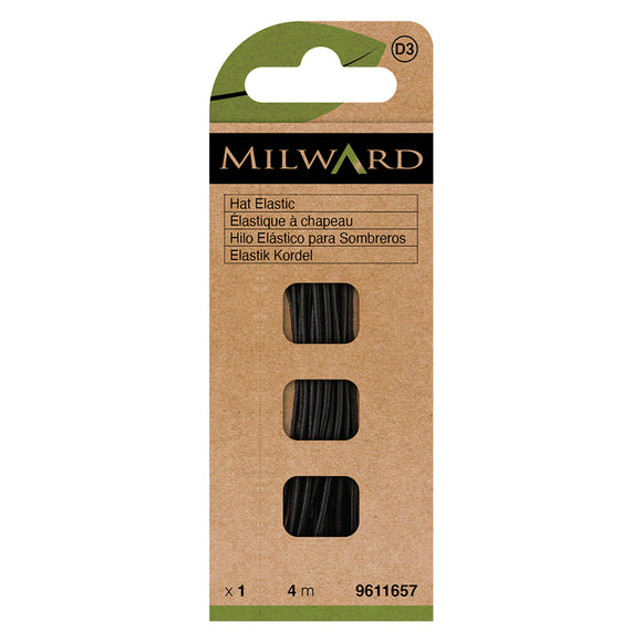 Elastic - Hat 1.3mm Black (4m pkt) by Milward Green