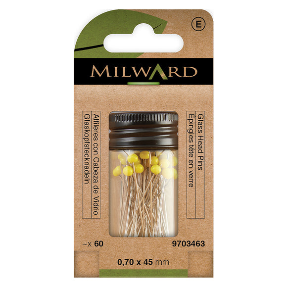 Pins Glass Head 45mm (pack of 60) by Milward Green