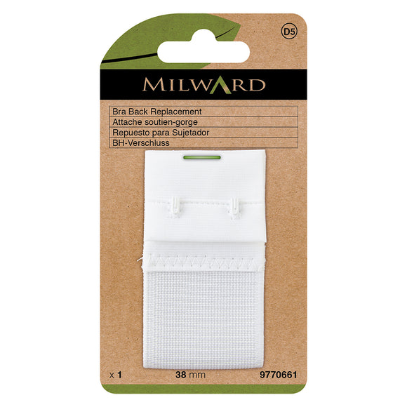 Bra Extender 38mm 2 Hooks 2 Rows in White by Milward Green