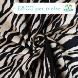 Knitted Zebra Jersey Black/White (Poly/Viscose)