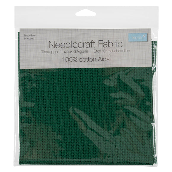 Aida Needlecraft Fabric 14 Count 30cm x 45cm Green