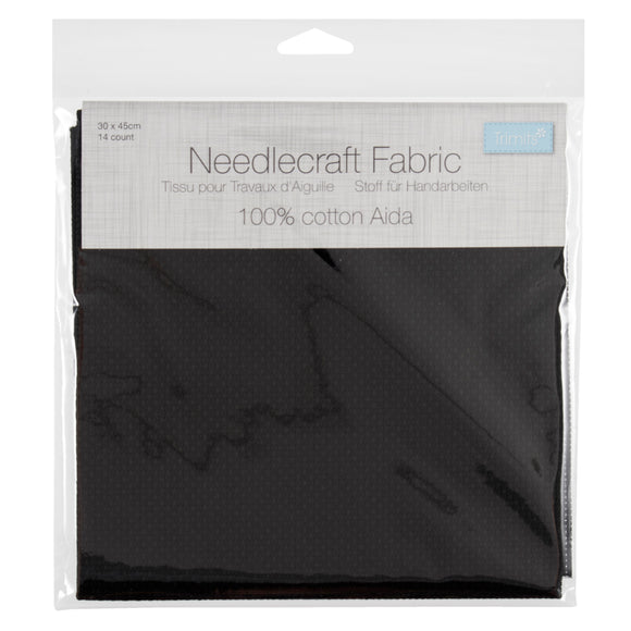 Aida Needlecraft Fabric 14 Count 30cm x 45cm Black