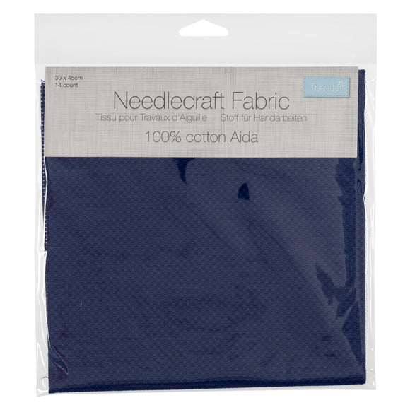 Aida Needlecraft Fabric 14 Count 30cm x 45cm Navy