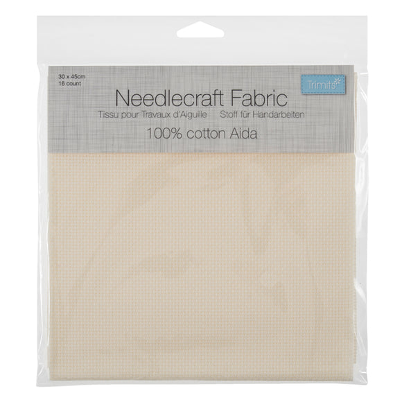 Aida Needlecraft Fabric 16 Count 30cm x 45cm Cream