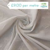 Broderie Anglais Floral Off White (100% Cotton)