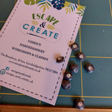Button 10mm Square Grey With Gem