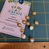 Button 15mm Shank Round Pearl with Gold Rim