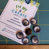 Button 22mm Round Two Tone Blue/Cream