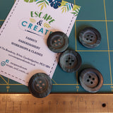 Button 35mm Round Raised Rim Green/Grey