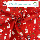 Cotton Merry Christmas on Red