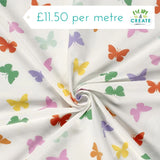 Jersey Butterflies on Off White (Cotton)