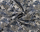 Linen Tencel Blend Flowers Denim (Lyocell)